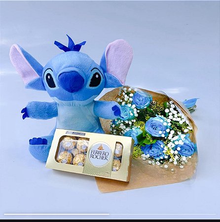 Kit Buquê com Stitch Azul & Chocolate