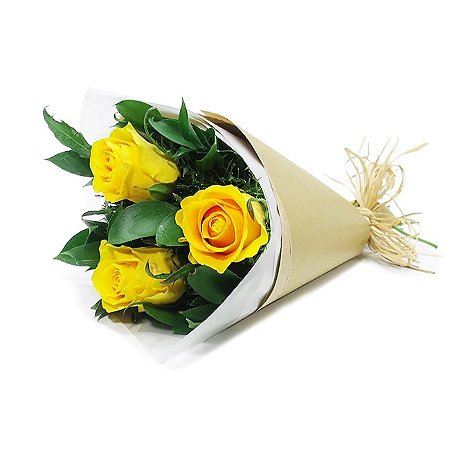 BUQUÊ TRIO ROSAS AMARELAS