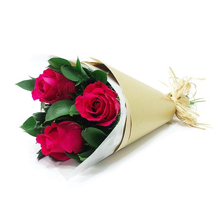 Buquê Trio de Rosas Pink