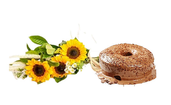 Bolo De Chocolate Com Arranjo De Girassol