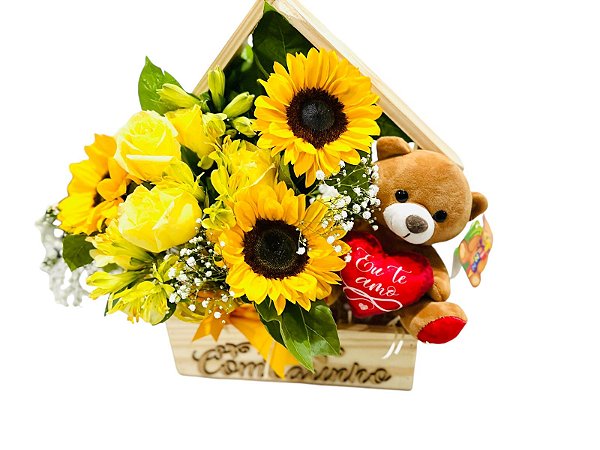 "Encanto Solar: Girassóis, Rosas & Pelúcia"