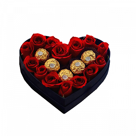 "Encanto de Amor com Rosas e Chocolate"