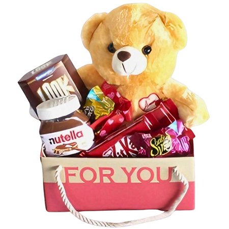 Cesta de Chocolate Com Pelúcia  - For you