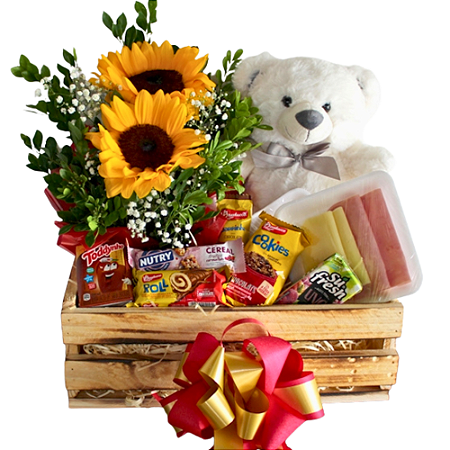 Cesta de Café - Encanto de Girassóis e Pelúcia