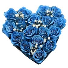 Luxuoso Box de Coração com Rosas Azuis