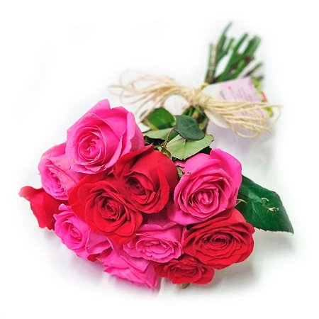 Buquê Elegante de Rosas Pink e Vermelhas