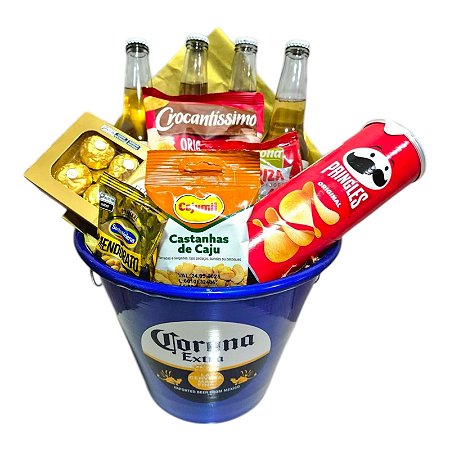 Balde de Cerveja Corona com Petiscos - Azul