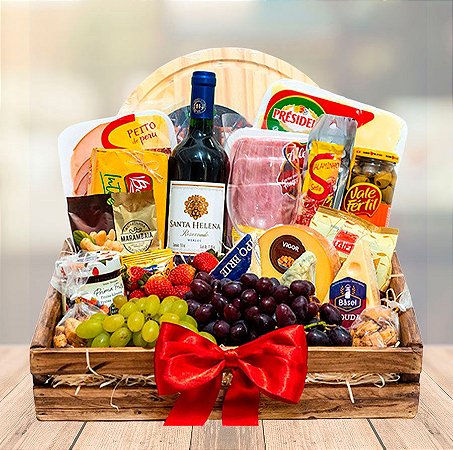 Cesta Especial Gourmet – Vinho & Queijos