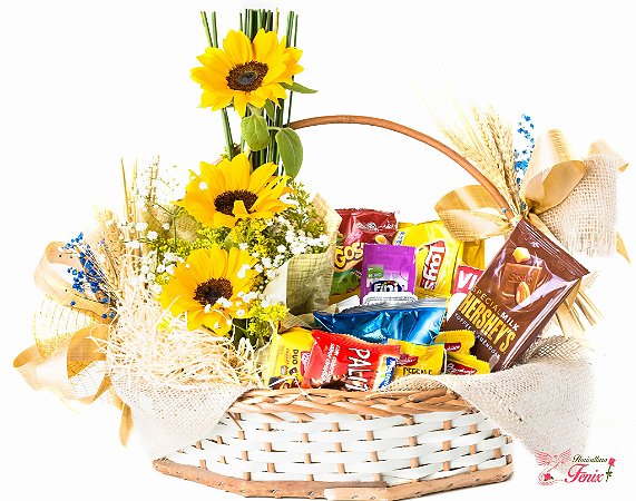 Cesta Café da Manhã com Girassóis