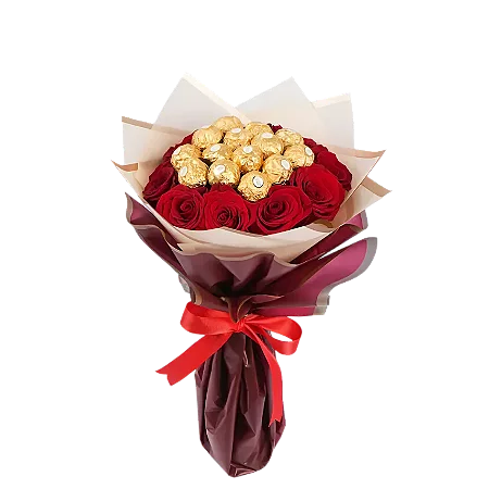 Buquê de Rosas Vermelhas com Ferrero Rocher - Elegância e Doçura