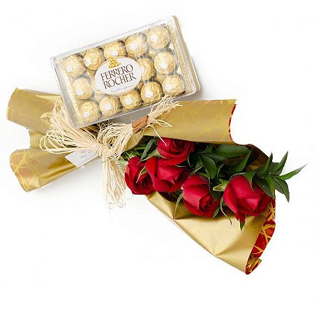 Doce Romance – Ramalhete de Rosas com Ferrero Rocher