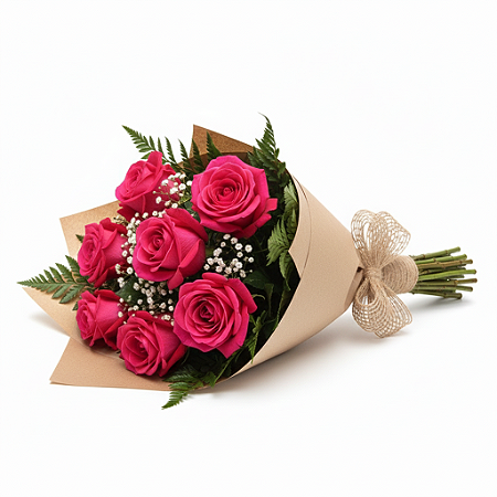 Buquê de 06 Rosas Pink Tradicional