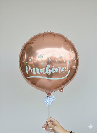 Balão Metalizado Rosè Gold Parabéns