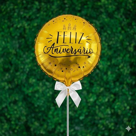 Balão Metalizado Redondo Feliz Aniversário