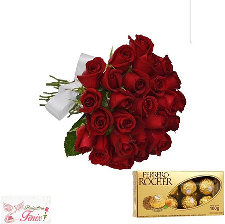 Buque de 18 rosas com Ferrero Rocher