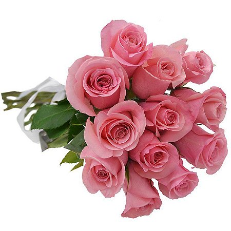 Buquê de 12 Rosas Cor de Rosa