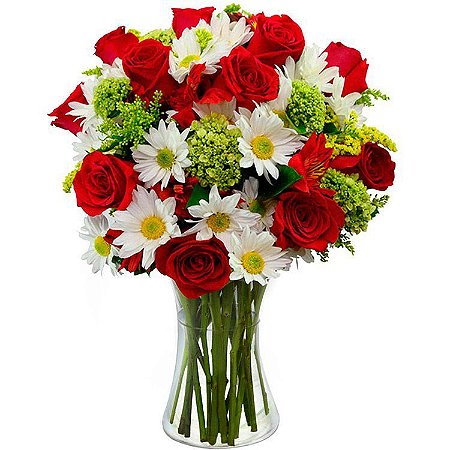 Arranjo de Flores e Vida Vermelho