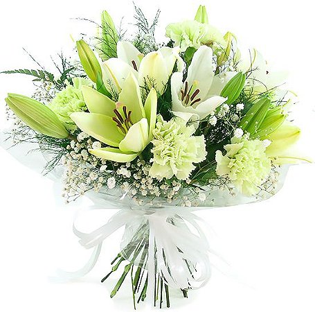 Buquê Clássico de Lírios Brancos e Cravos