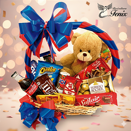 Cesta de Guloseimas e Pelúcia