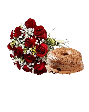 Lembrança de aniversário com Buquê de Rosas  vermelhas