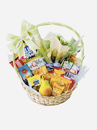 Cesta Café da Manhã com flor da fortuna