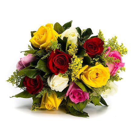 Buquê  Tradicional de 12 rosas coloridas