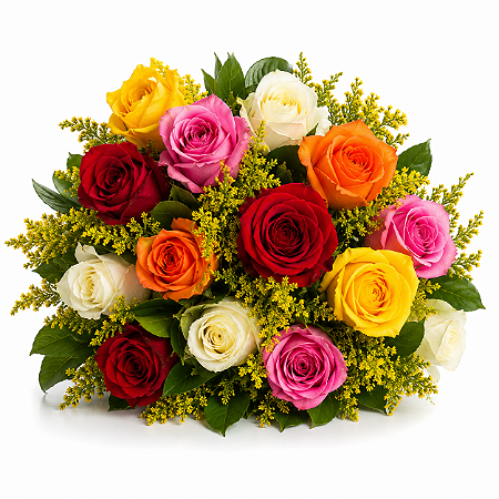 Buquê Tradicional de 12 rosas coloridas