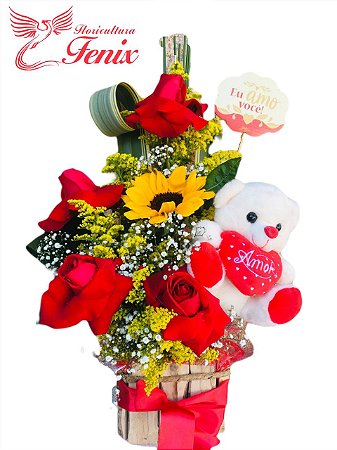 Arranjo "A Beleza das Flores" Com Pelúcia