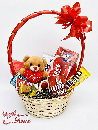 Cesta de Chocolate Surprise com Ursinho