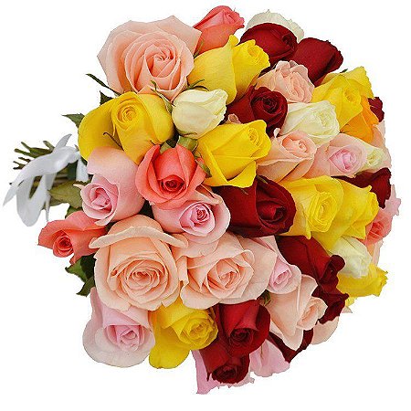 Buquê de 50 rosas coloridas – Emoções em Cada Tom
