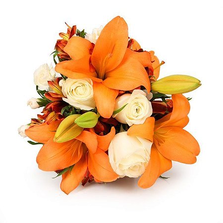 Buque Radiante com Flores Laranja e Branco