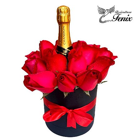 Luxuoso Box de Rosas Com Chandon