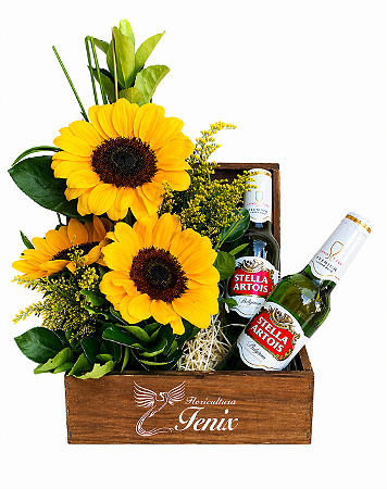 Arranjo de Girassóis com cervejas