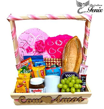 Cesta de Café da Manhã Com Pelúcia Love