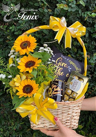 Luxuosa Cesta De Flores do Sol Para Alguém Especial