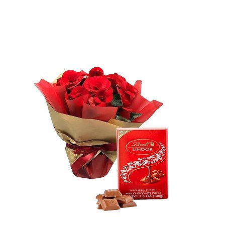 Mini Begônia Com Barra de Chocolate Lindt