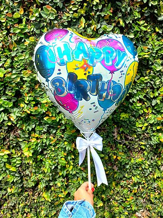 Balão Grande Coração Happy Birthday