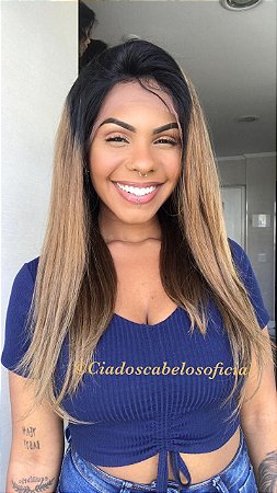 Peruca lace front cabelo humano ombre 27 50 cm