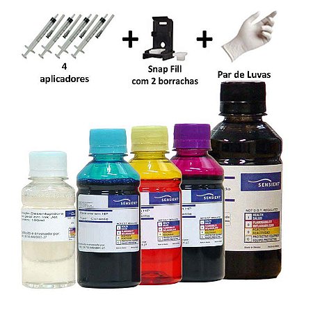 Kit Tinta Sensient Recarga Cartuchos 60 | 61 | 122 | 662 | 664 | 667 da HP