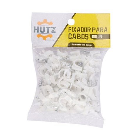 Fixador de Cabos Parede 9mm - 100 Unidades