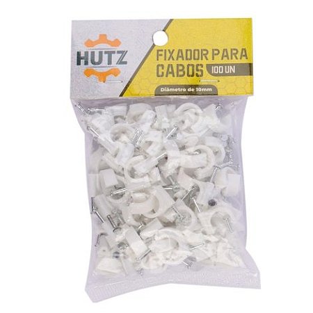 Fixador de Cabos Parede 10mm Branco (100 Unidades)
