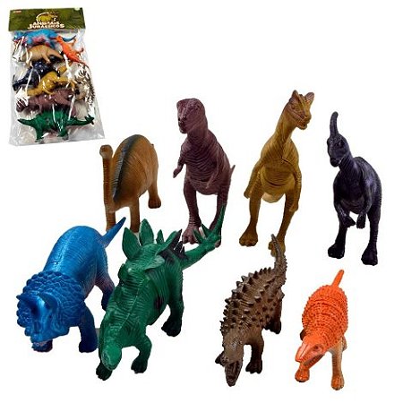 Kit Dinossauros de Plástico 8 Peças
