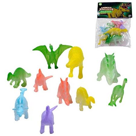 Kit Dinossauros Fluorescentes 10 Peças