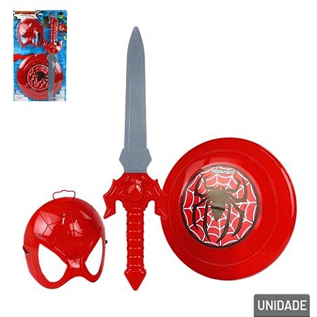 Kit Heróis: Escudo, Máscara e Espada de Plástico