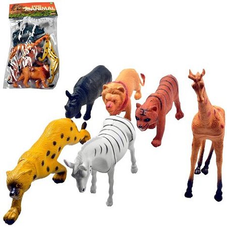 Kit Animais de Plástico Selva 6 Peças