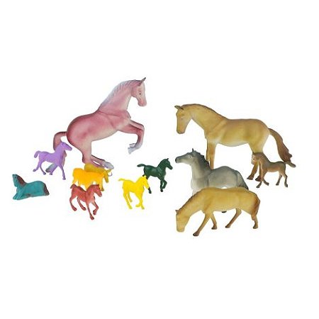 Kit 12 Cavalos Selvagens de Plástico