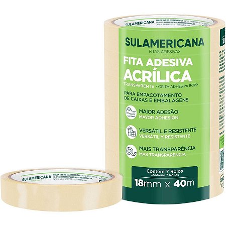 Fita Adesiva Transparente 18mm x 40m Sulamericana