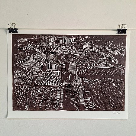 Xilogravura - Vilarejo/Telhados