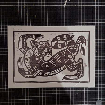 Xilogravura - Guaxinim