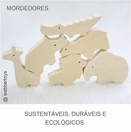 Madeira - Animais Montessori em madeira Natural  6 Unidades - kit 02